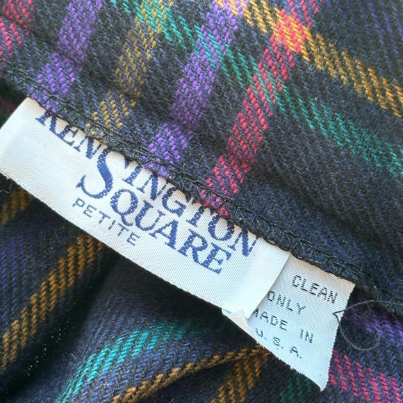 Vintage Kensington Square Wool Pleated Plaid Button Skirt - Picture 4 of 6